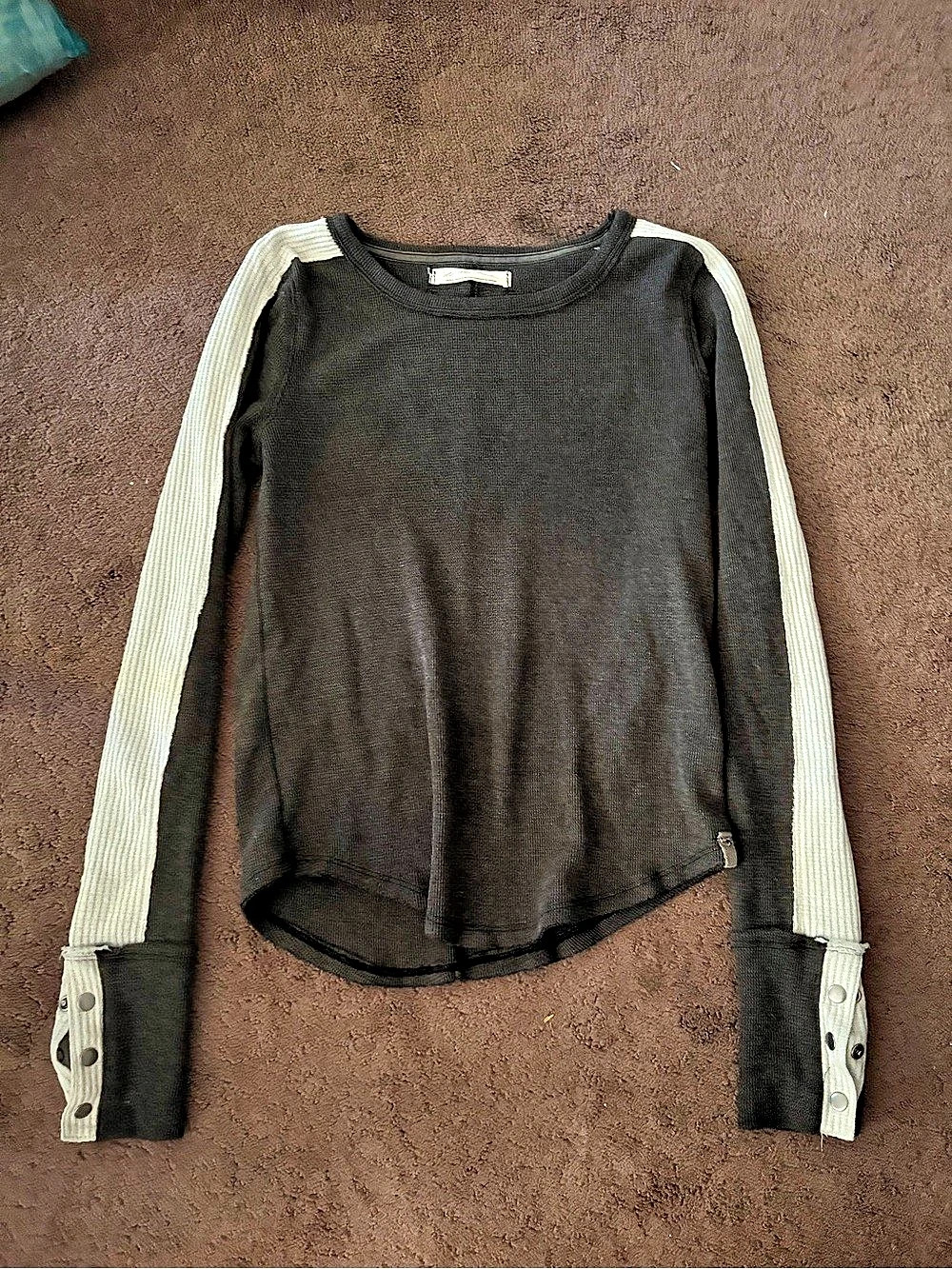 Free People Switch It Up Cuff Thermal Top Black & White